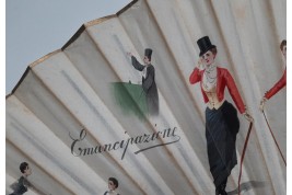 The emancipation of women, fan by Emilio Colombo, late 19th century