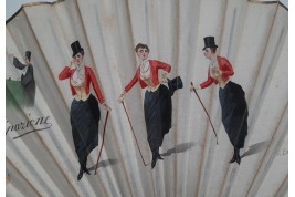 The emancipation of women, fan by Emilio Colombo, late 19th century