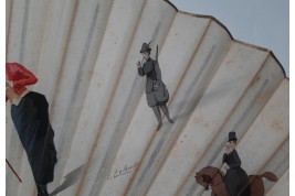 The emancipation of women, fan by Emilio Colombo, late 19th century