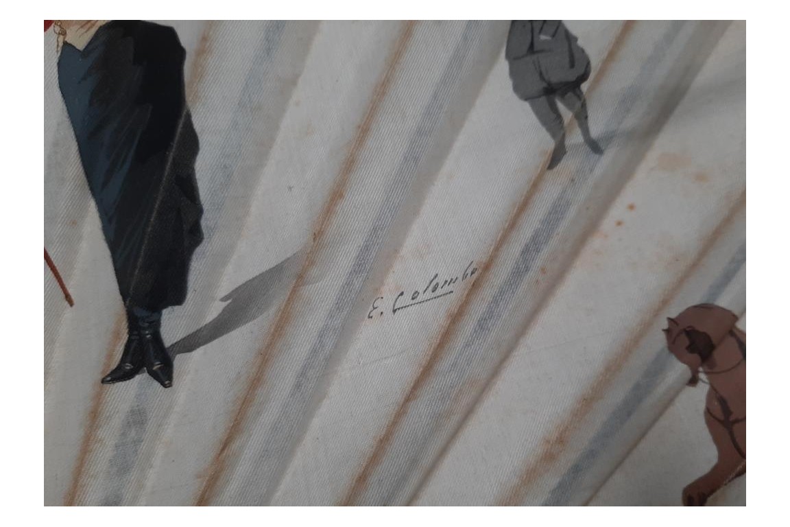 The emancipation of women, fan by Emilio Colombo, late 19th century