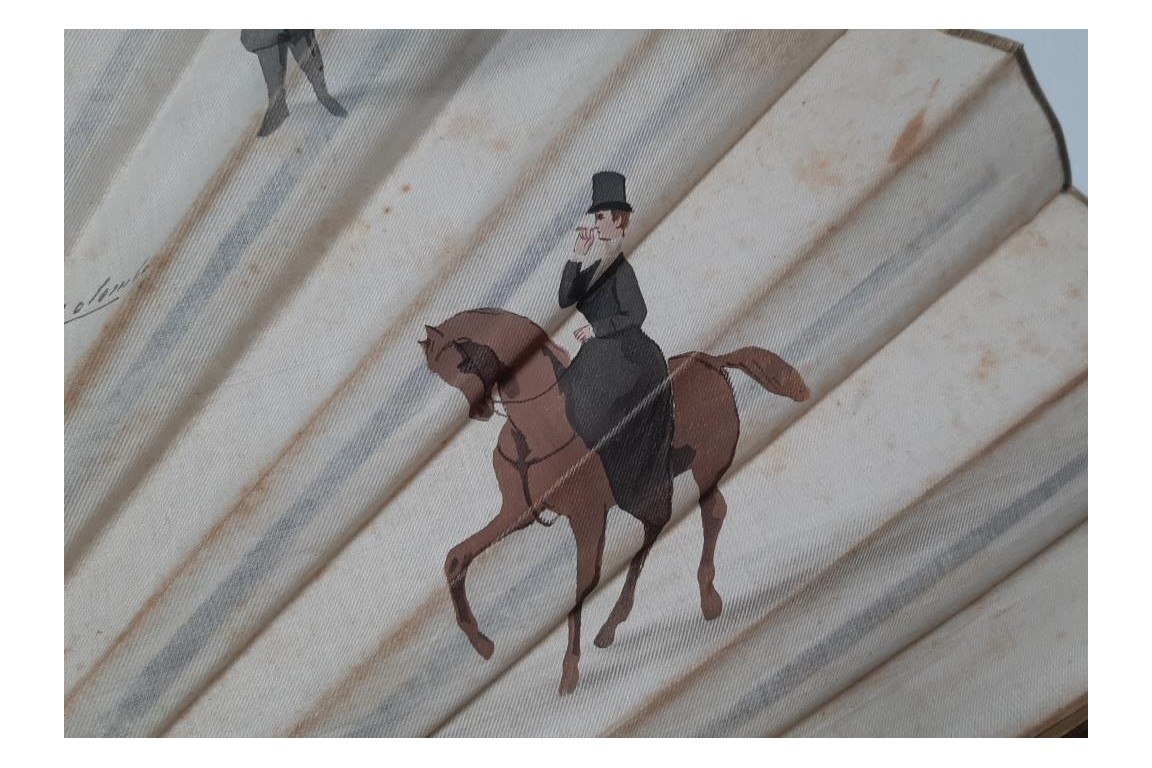 The emancipation of women, fan by Emilio Colombo, late 19th century