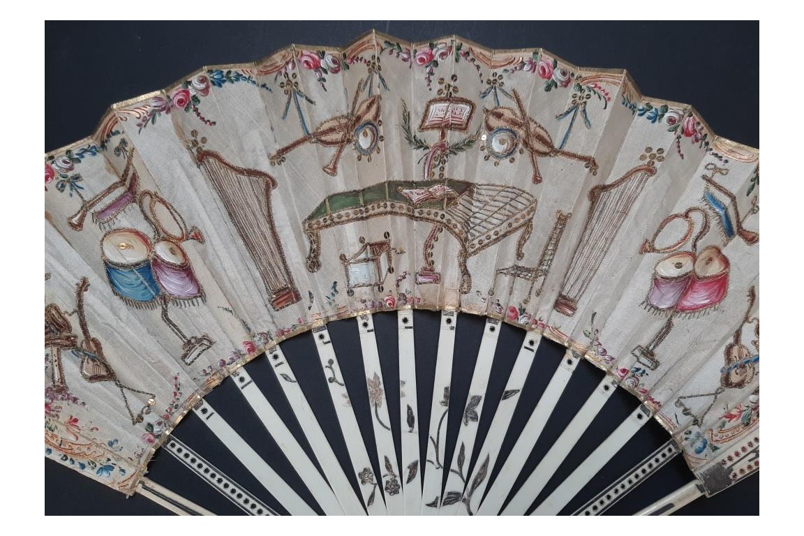 Musical instruments, fan circa 1780