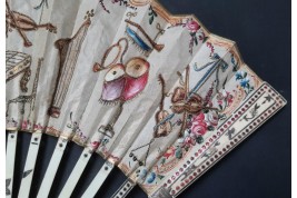Musical instruments, fan circa 1780