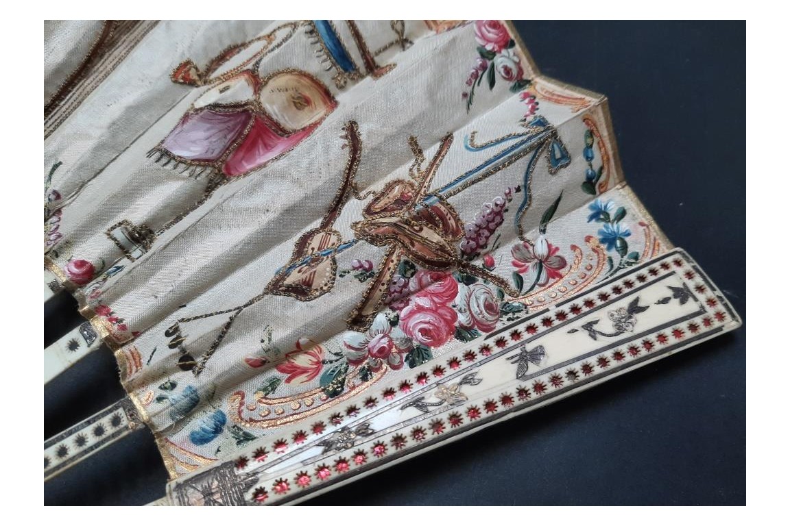 Musical instruments, fan circa 1780