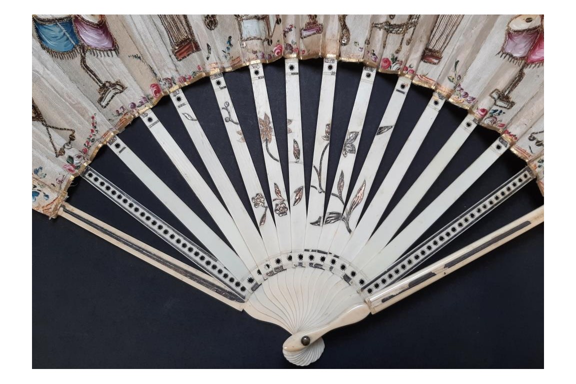 Musical instruments, fan circa 1780