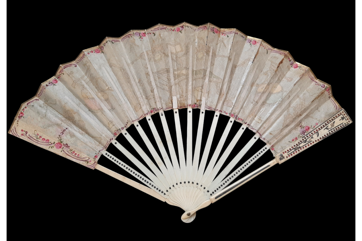 Musical instruments, fan circa 1780