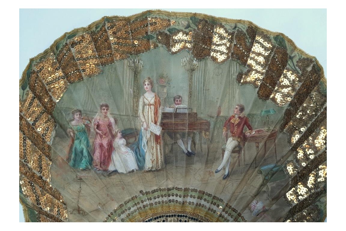 A recital during the Empire, fan circa 1900