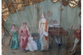 A recital during the Empire, fan circa 1900