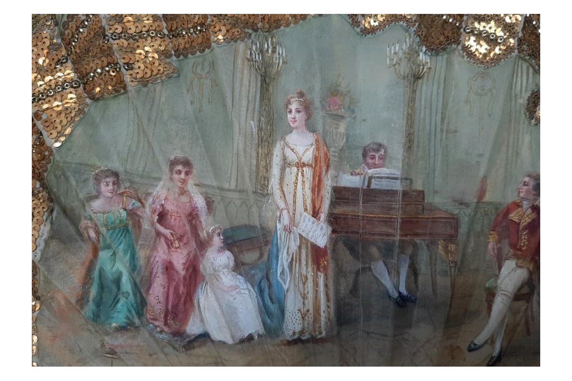 A recital during the Empire, fan circa 1900