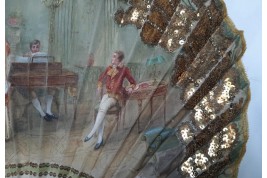 A recital during the Empire, fan circa 1900