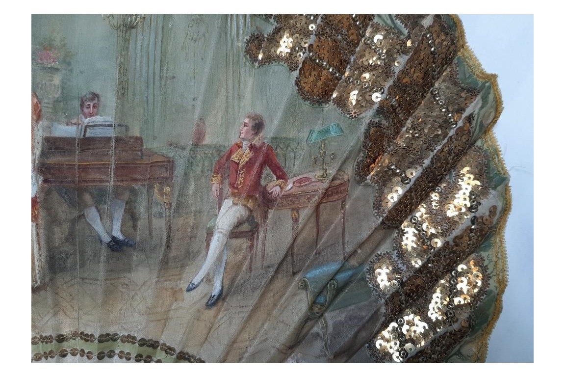 A recital during the Empire, fan circa 1900