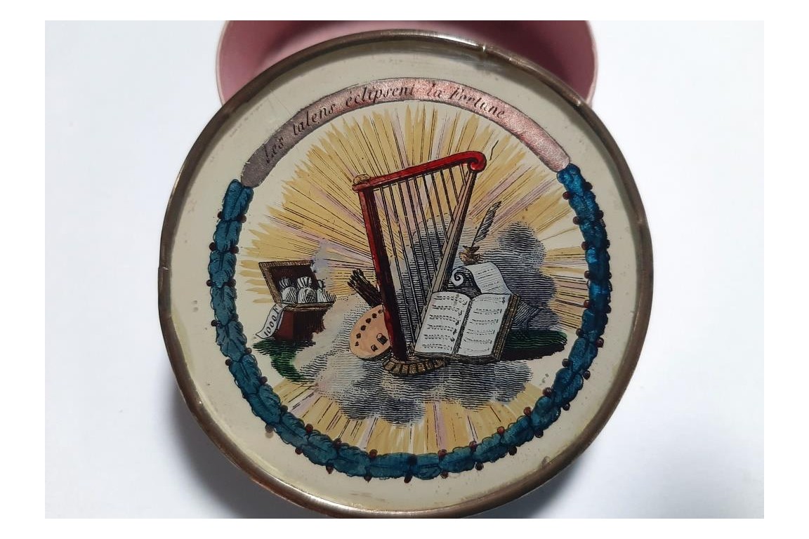 Talents outstrip fortune, candy box circa 1825-30