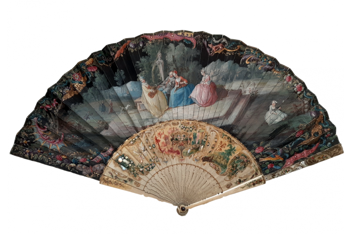 Musical entertainment, fan, circa 1740-50