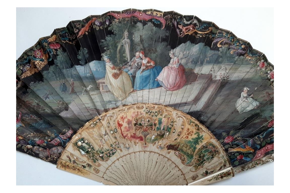 Musical entertainment, fan, circa 1740-50