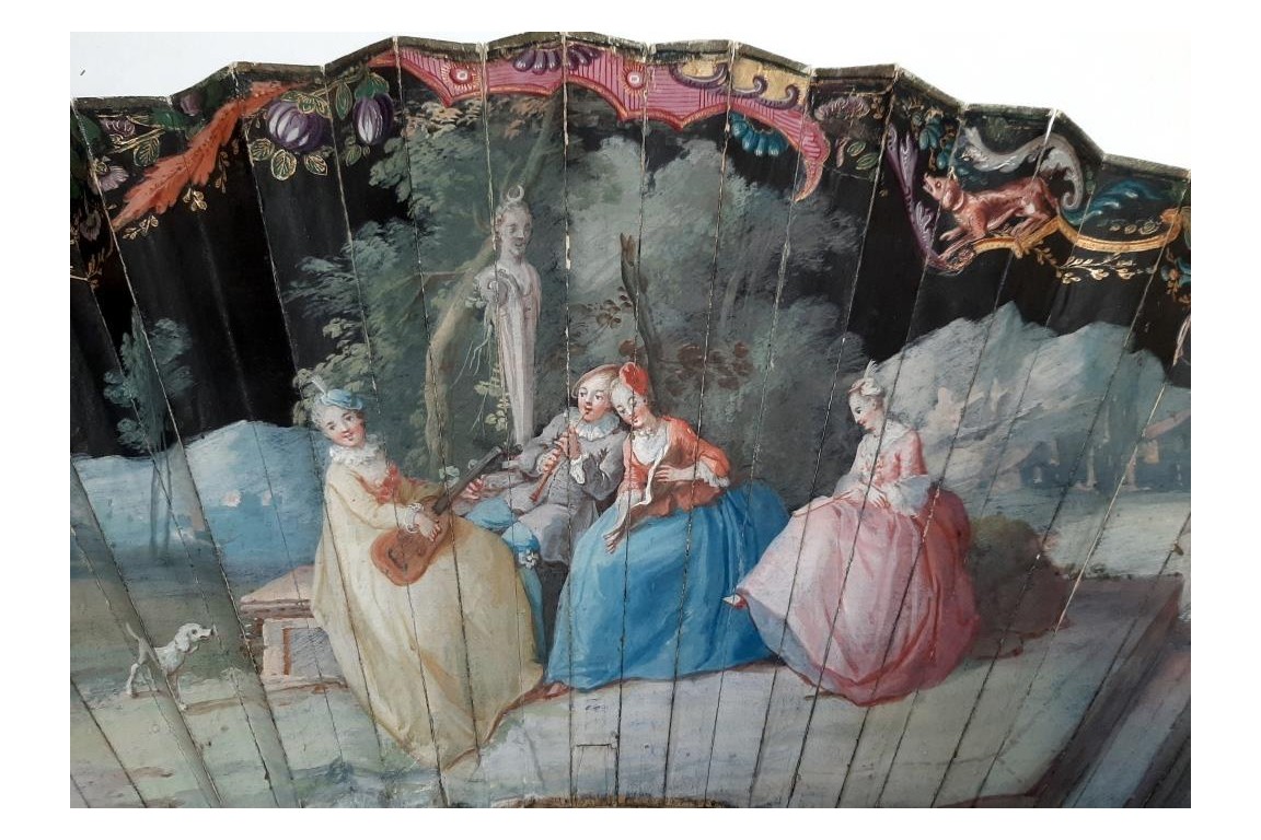 Musical entertainment, fan, circa 1740-50