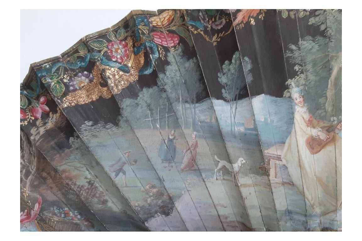 Musical entertainment, fan, circa 1740-50