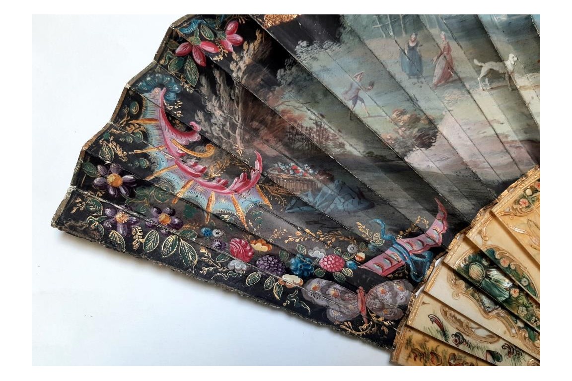 Musical entertainment, fan, circa 1740-50
