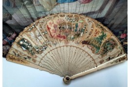 Musical entertainment, fan, circa 1740-50