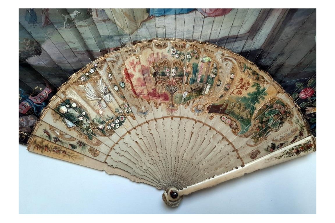 Musical entertainment, fan, circa 1740-50