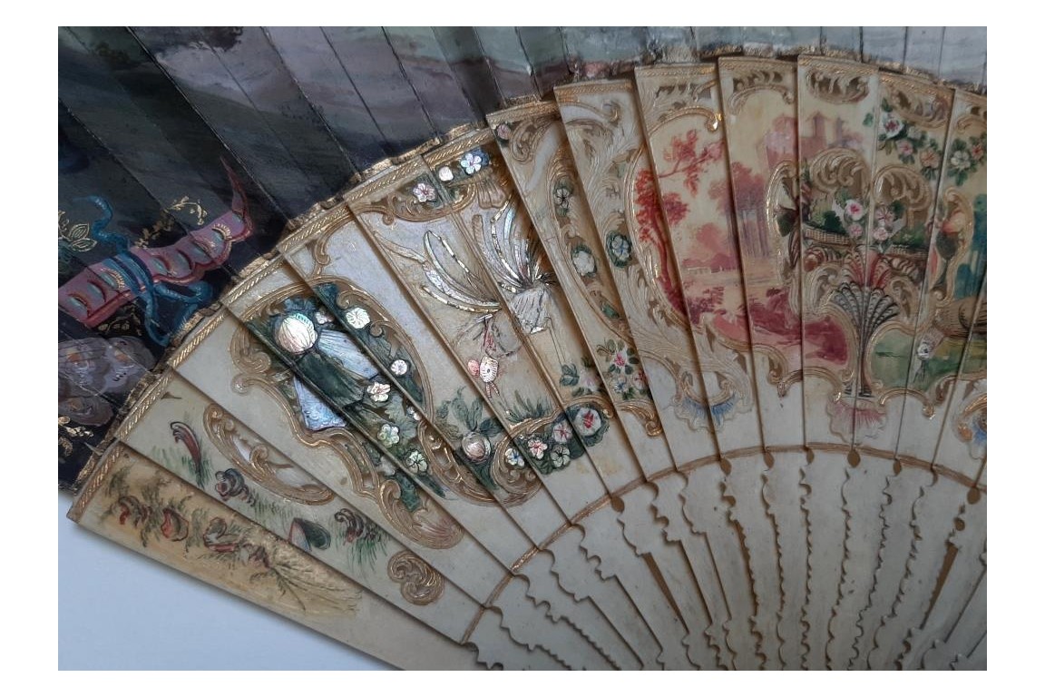 Musical entertainment, fan, circa 1740-50