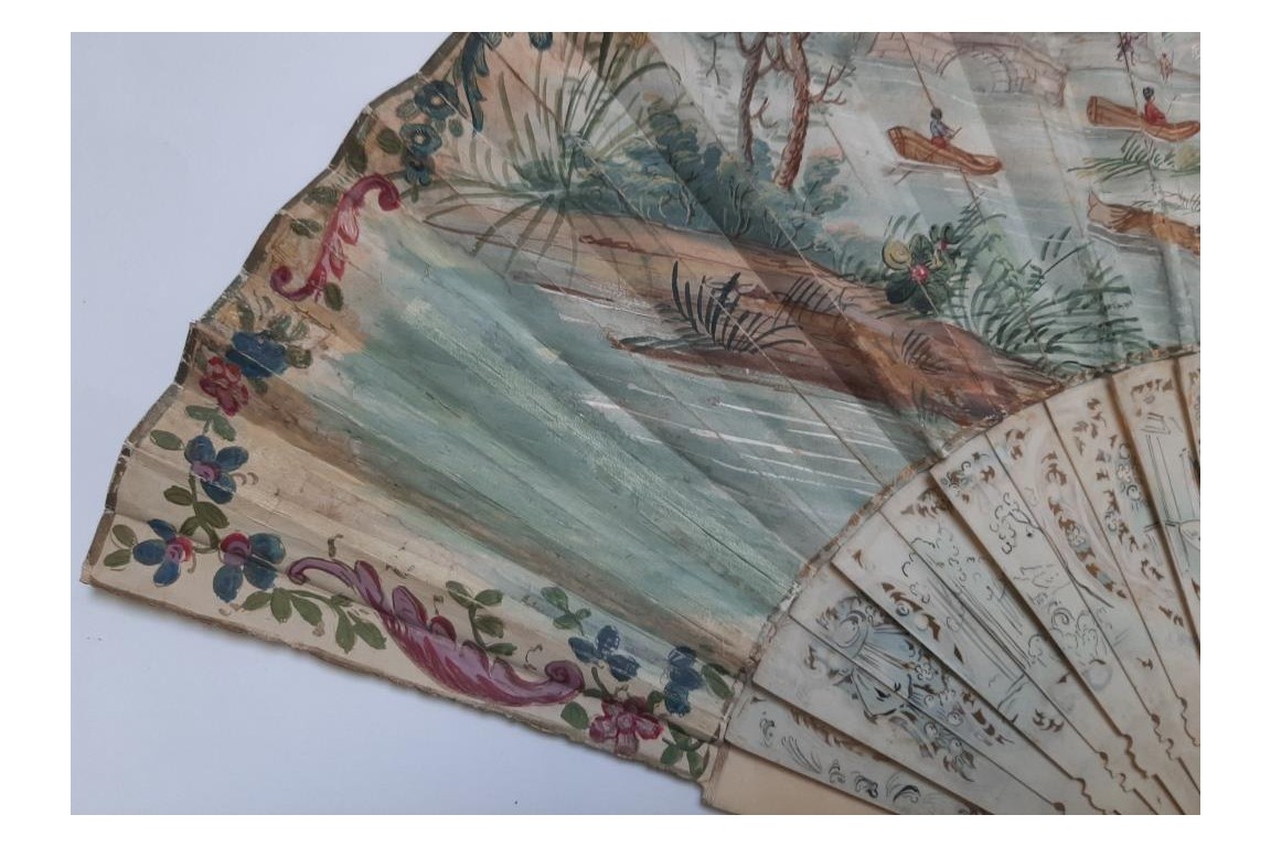 Musical entertainment, fan, circa 1740-50