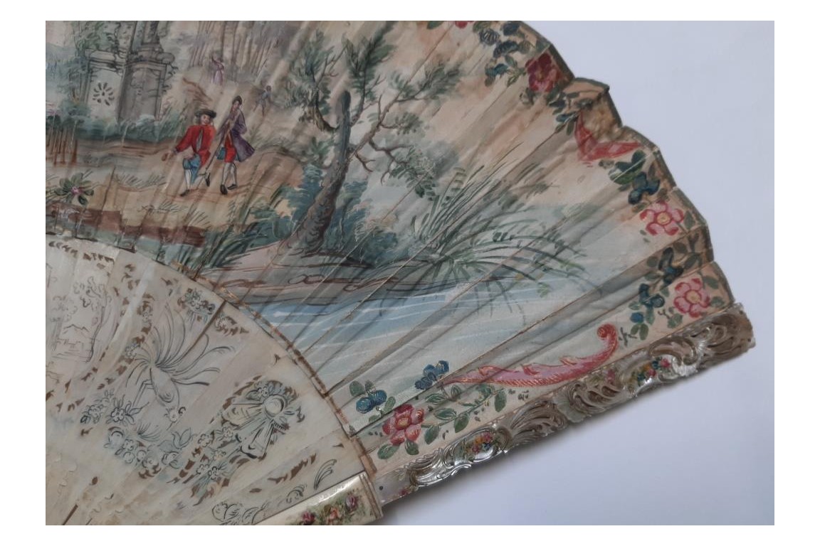 Musical entertainment, fan, circa 1740-50