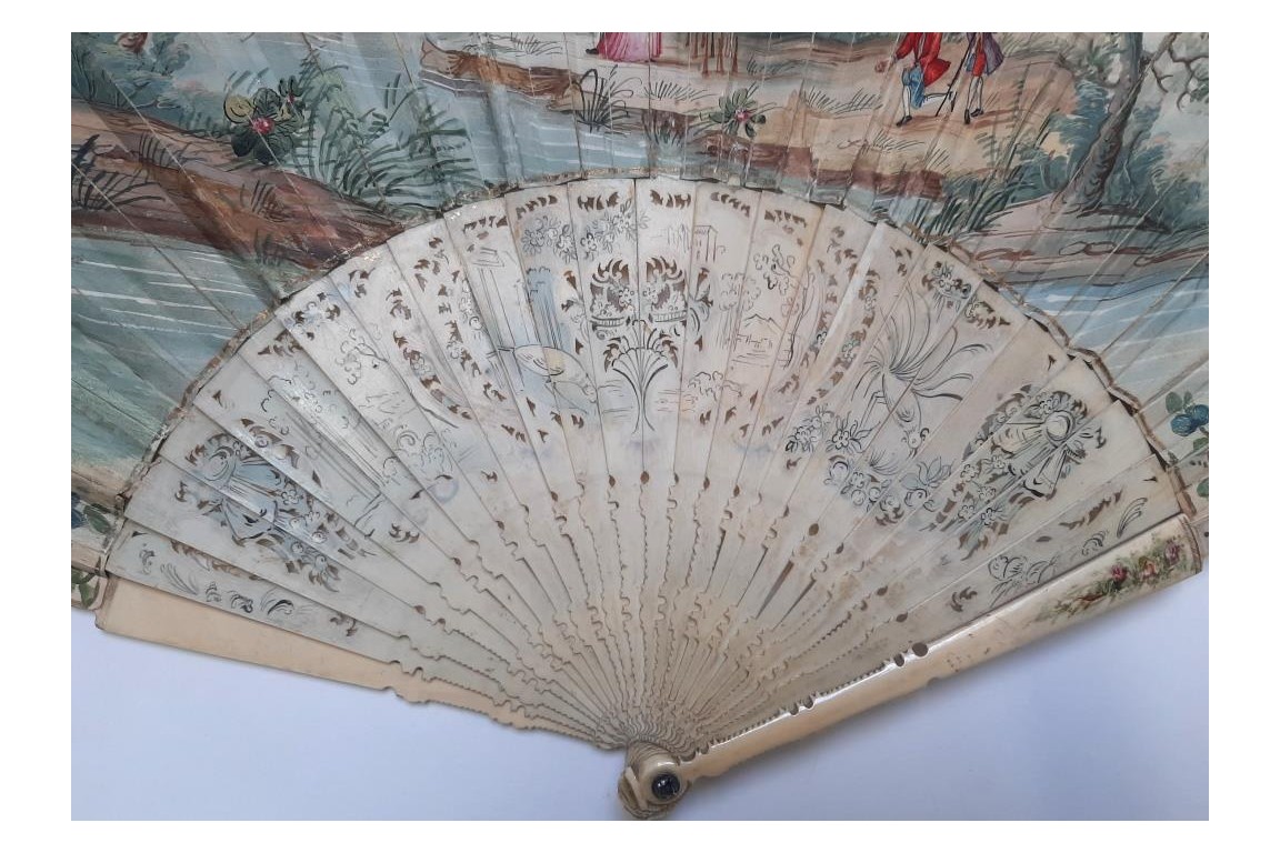 Musical entertainment, fan, circa 1740-50