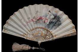 Nymphe à la flute de pan, éventail de Cécile Chennevière-Gaudez vers 1880
