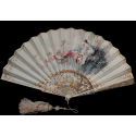 Nymphe à la flute de pan, éventail de Cécile Chennevière-Gaudez vers 1880