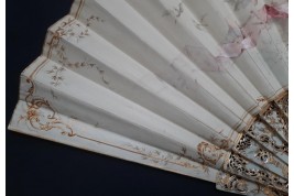 Nymph with panpipes, fan by Cécile Chennevière-Gaudez circa 1880