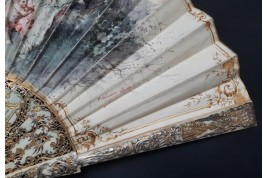 Nymphe à la flute de pan, éventail de Cécile Chennevière-Gaudez vers 1880