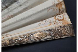 Nymphe à la flute de pan, éventail de Cécile Chennevière-Gaudez vers 1880