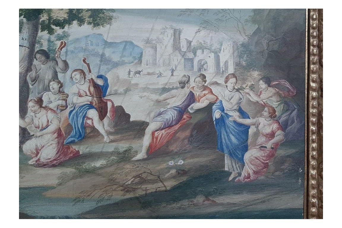 Orpheus and Eurydice, fan leaf 17th or 18th century