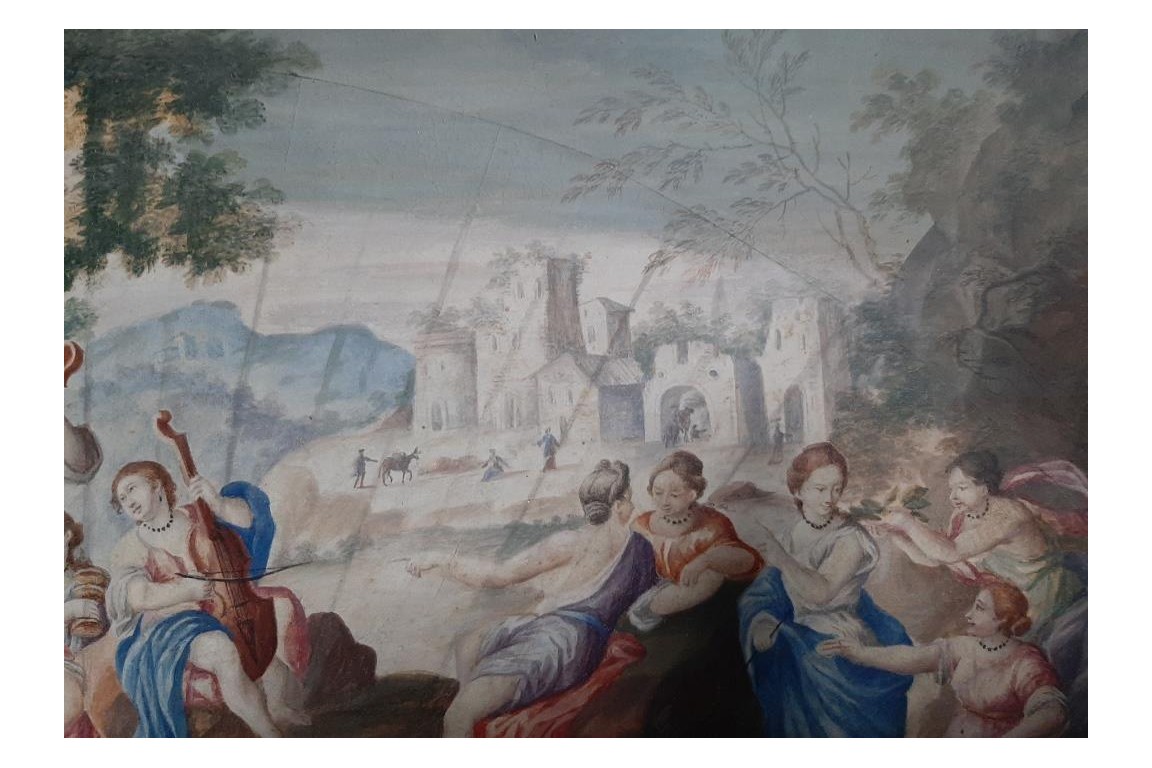 Orpheus and Eurydice, fan leaf 17th or 18th century