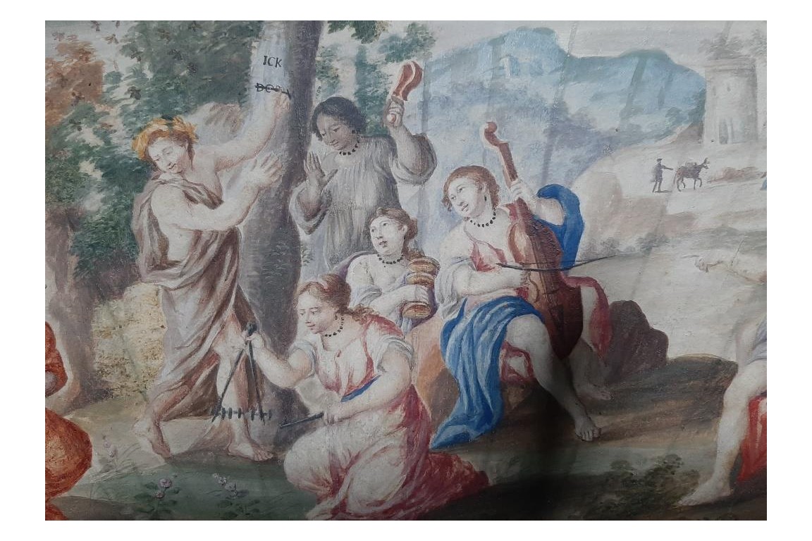 Orpheus and Eurydice, fan leaf 17th or 18th century