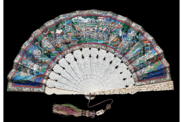 Feast of Taoist deities, fan, ca. 1840-50
