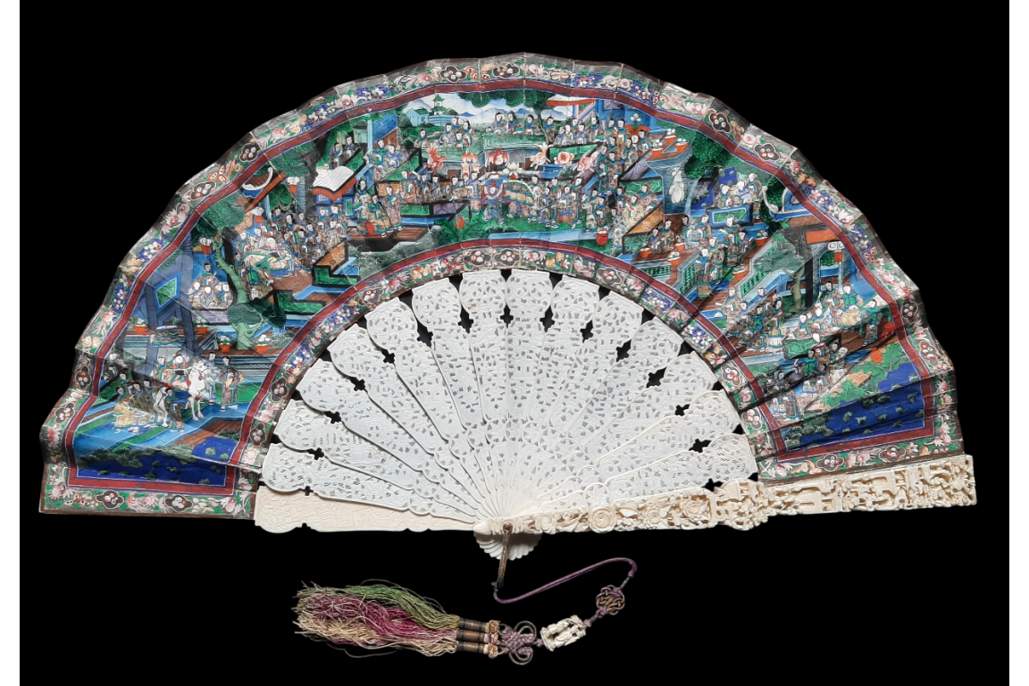 Feast of Taoist deities, fan, ca. 1840-50
