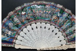 Feast of Taoist deities, fan, ca. 1840-50