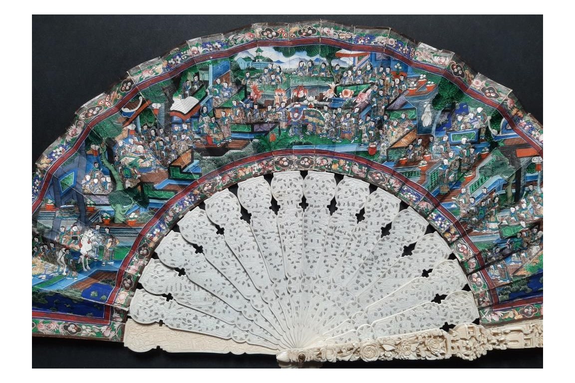 Feast of Taoist deities, fan, ca. 1840-50