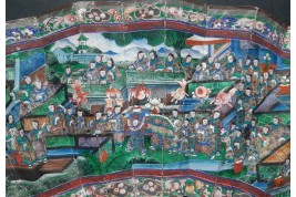 Feast of Taoist deities, fan, ca. 1840-50