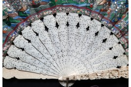Feast of Taoist deities, fan, ca. 1840-50