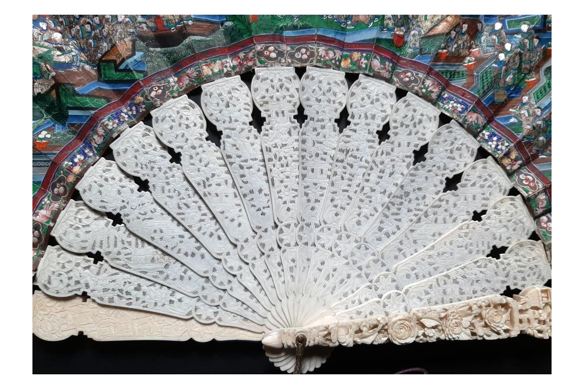 Feast of Taoist deities, fan, ca. 1840-50