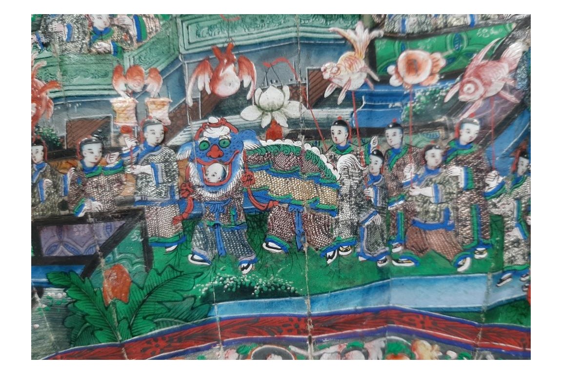 Feast of Taoist deities, fan, ca. 1840-50