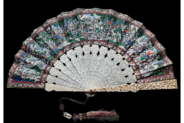 Feast of Taoist deities, fan, ca. 1840-50