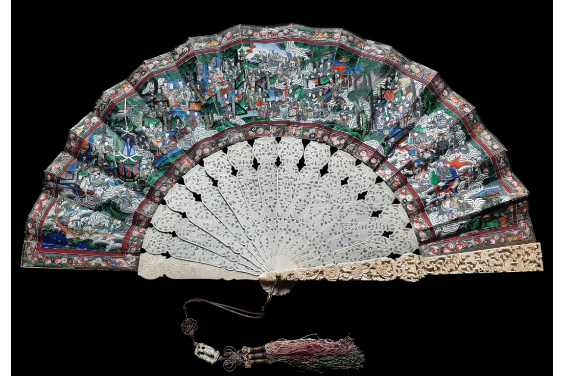 Fête des divinités taoïstes, éventail vers 1840-50