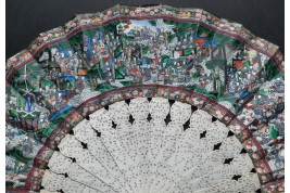 Fête des divinités taoïstes, éventail vers 1840-50