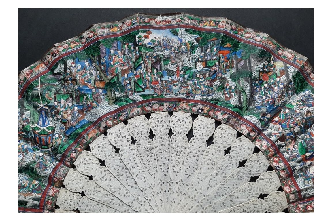 Feast of Taoist deities, fan, ca. 1840-50