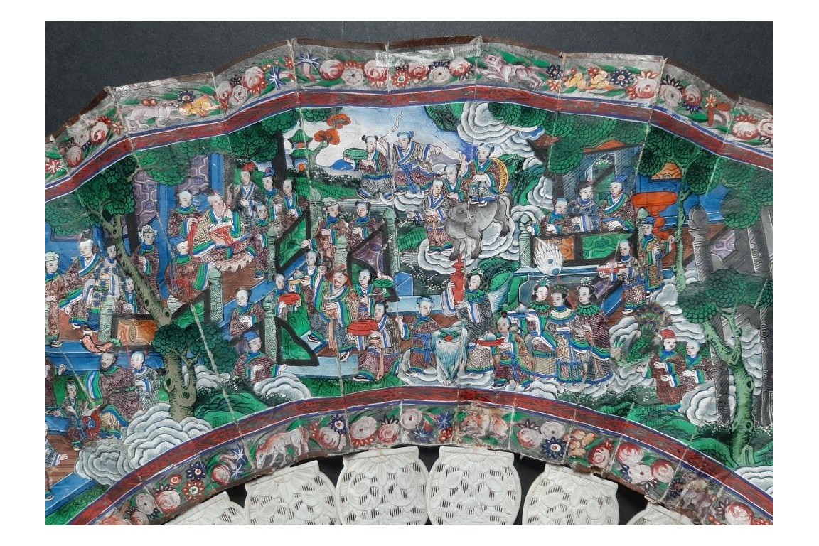 Feast of Taoist deities, fan, ca. 1840-50