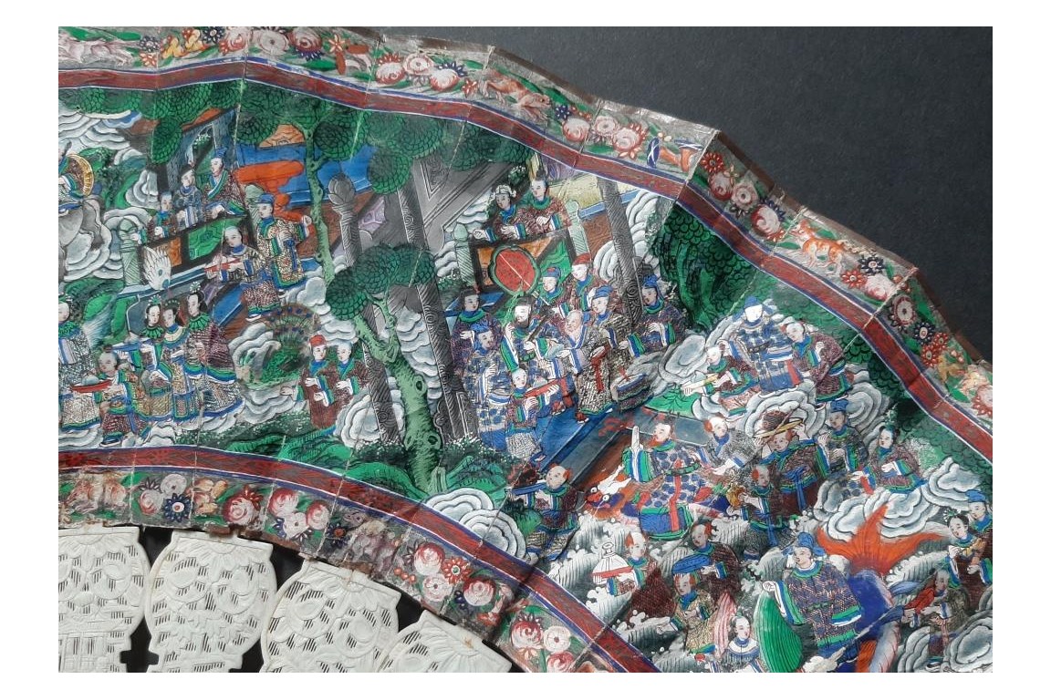 Feast of Taoist deities, fan, ca. 1840-50