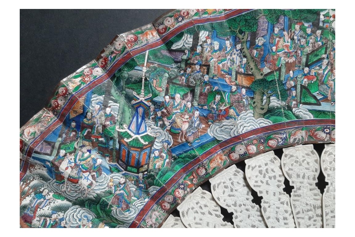 Feast of Taoist deities, fan, ca. 1840-50